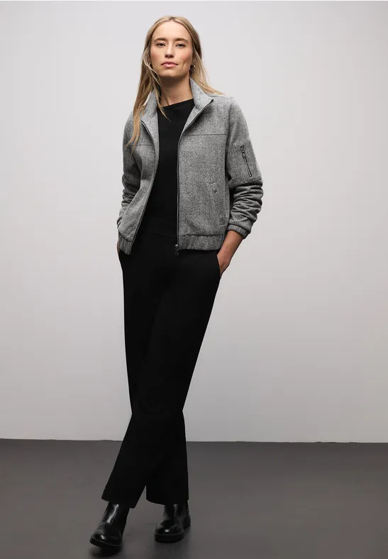 Herringbone Blouson Black