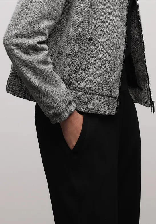 Herringbone Blouson Black