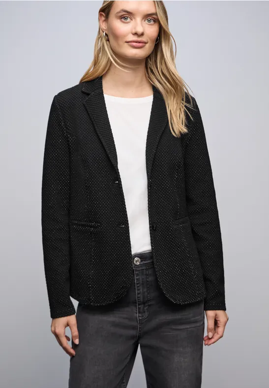 Glinsterende jacquard blazer Black
