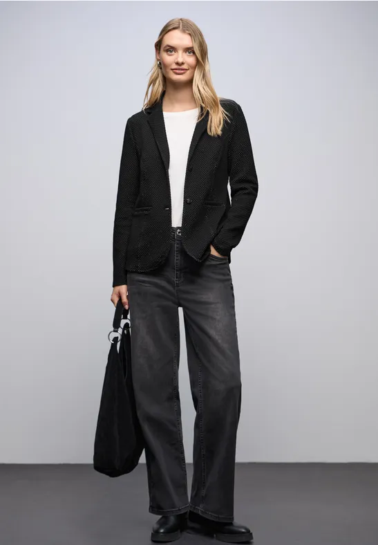 Glinsterende jacquard blazer Black