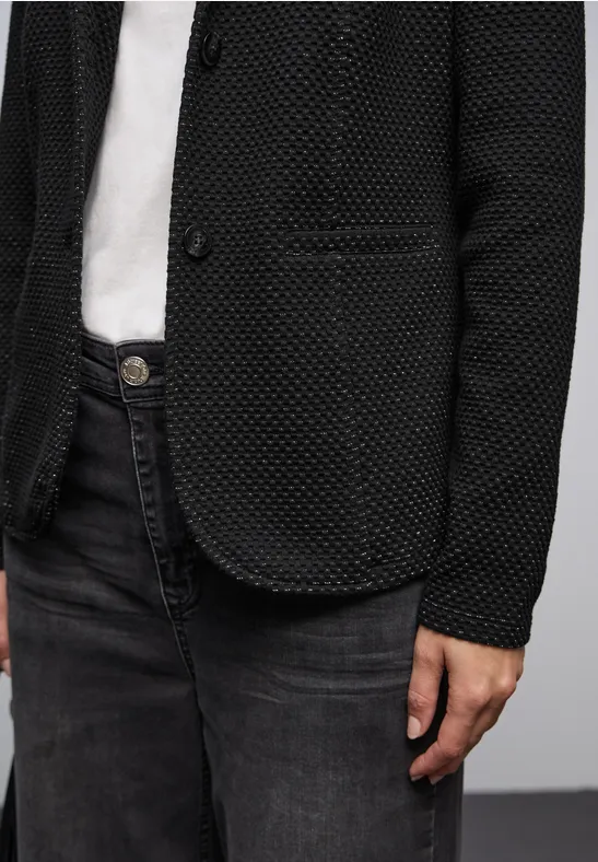 Glinsterende jacquard blazer Black