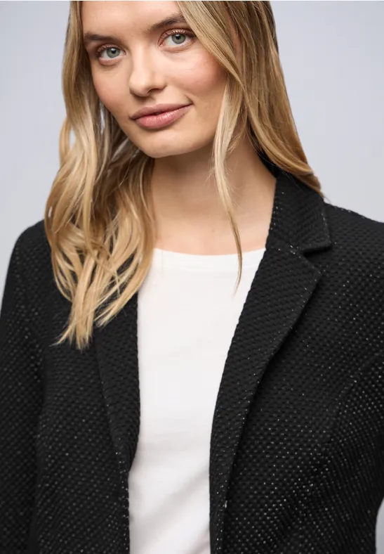 Glinsterende jacquard blazer Black