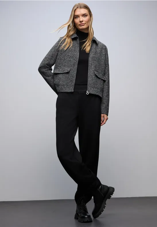 Melierte Jacke Black