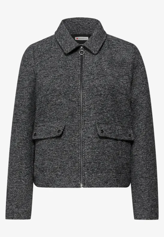 Melierte Jacke Black