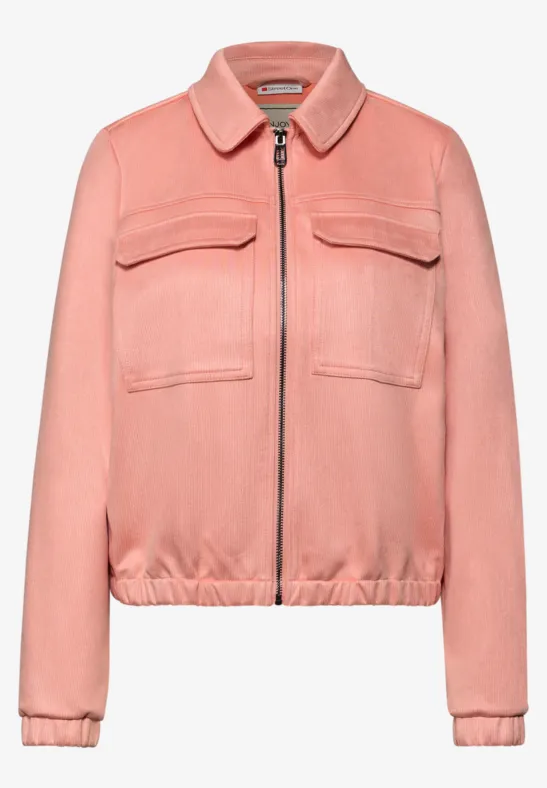 Kurze Veloursjacke light apricot