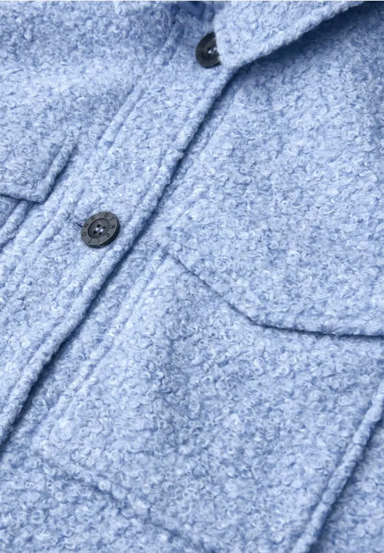 Overshirt in Wolloptik frosted blue mel.