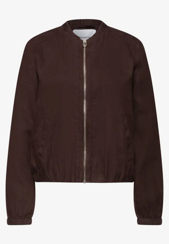 Blouson mit gerafftem Saum und Zipper espresso brown