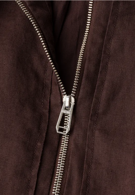Blouson mit gerafftem Saum und Zipper espresso brown