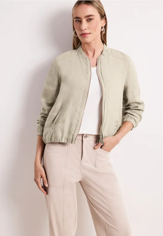 Blouson mit gerafftem Saum und Zipper timeless beige
