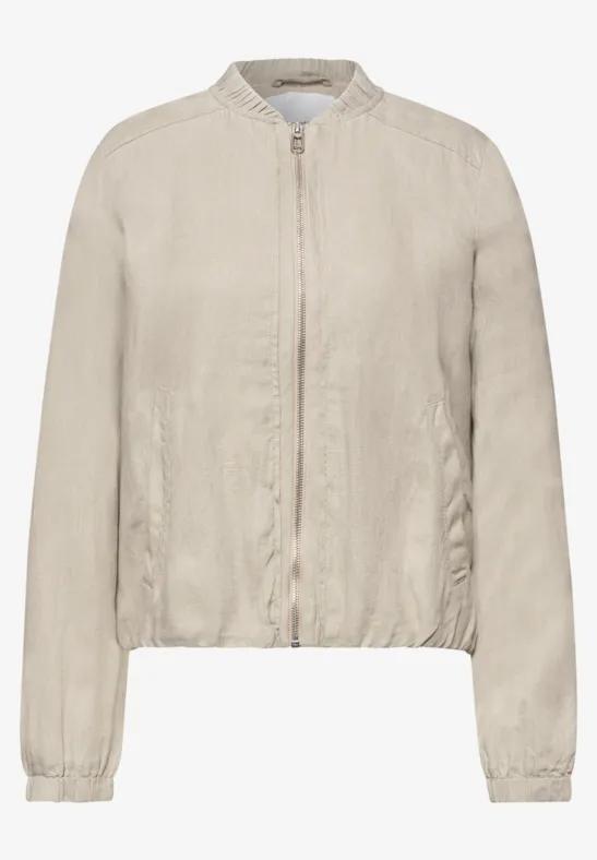 Blouson mit gerafftem Saum und Zipper timeless beige