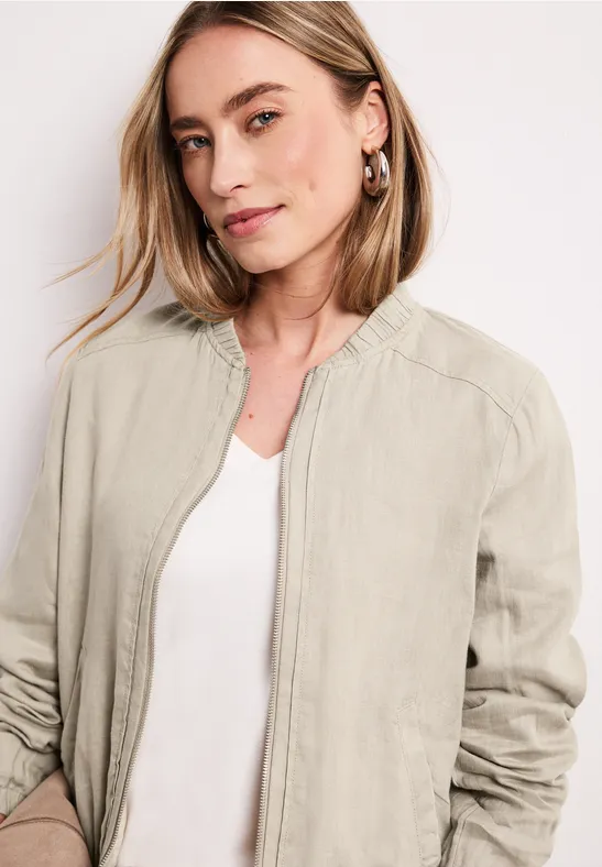 Blouson mit gerafftem Saum und Zipper timeless beige
