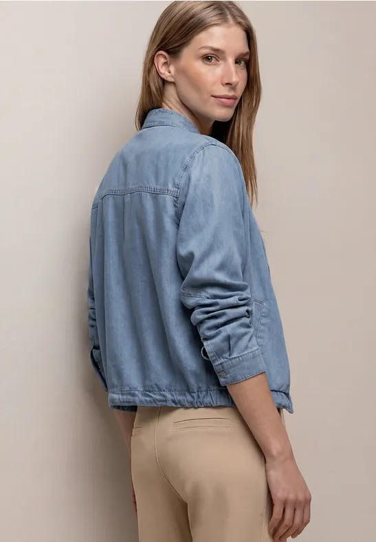 Blouson mit Stehkragen aus Lyocell Light Blue soft wash