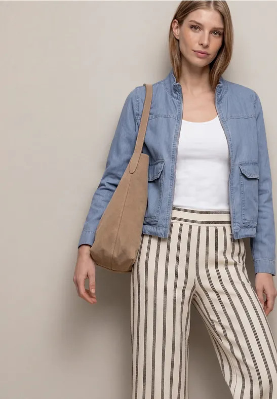 Blouson mit Stehkragen aus Lyocell Light Blue soft wash