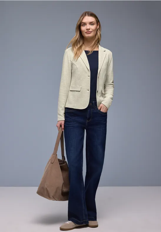 Gestreifter Strukturblazer soft beige