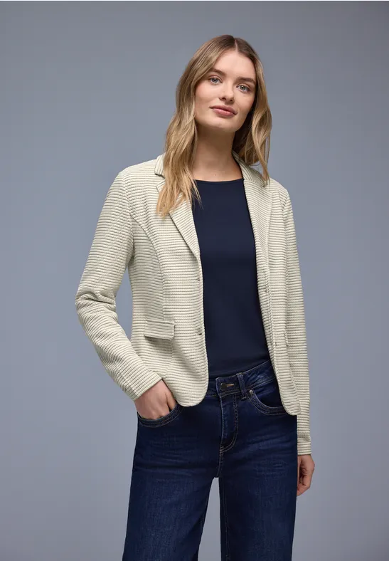 Gestreifter Strukturblazer soft beige