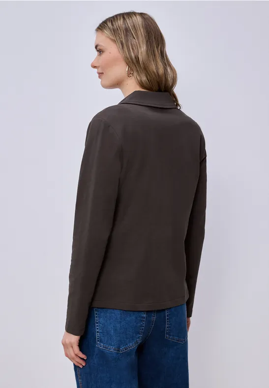 Basic Blazer aus Jersey espresso brown