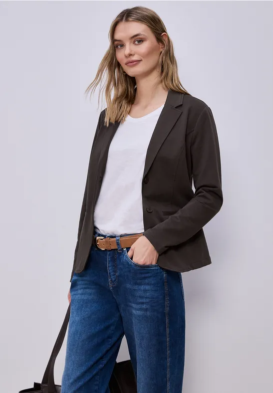 Basic Blazer aus Jersey espresso brown