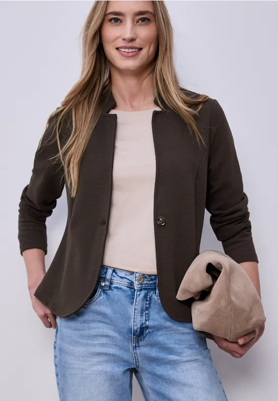 Blazer aus Jersey mit Struktur espresso brown
