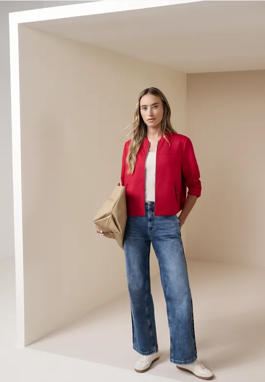 Blouson court salsa red