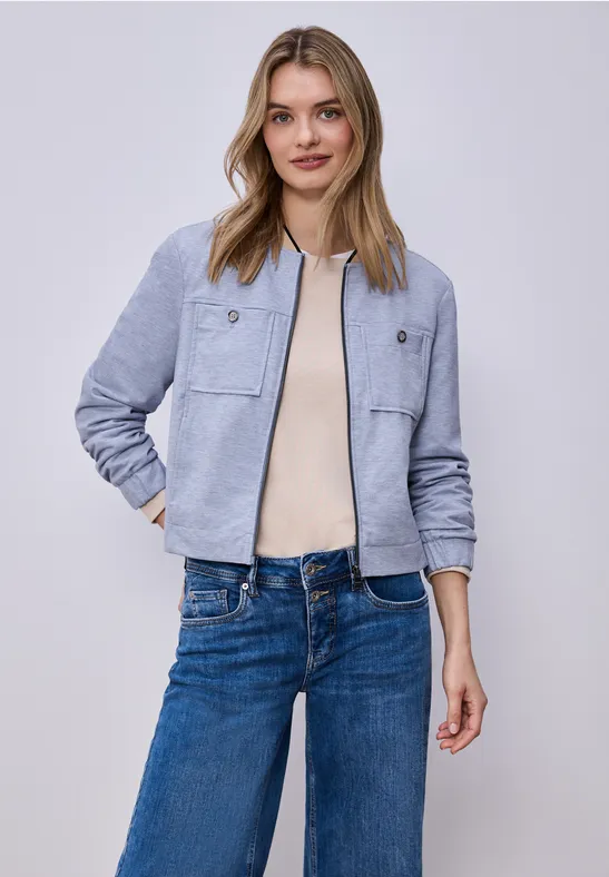 Blouson im Melange-Look mit Zipper country blue mel.