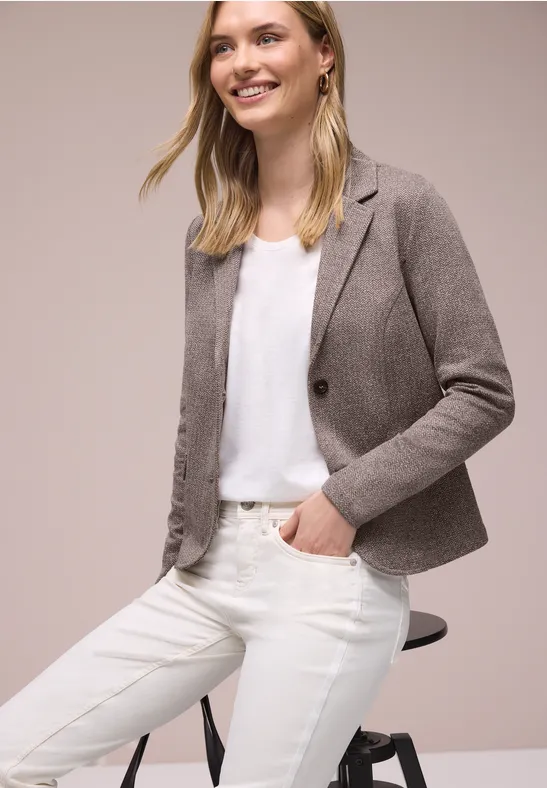 Basic Blazer mit Reverskragen hatch brown