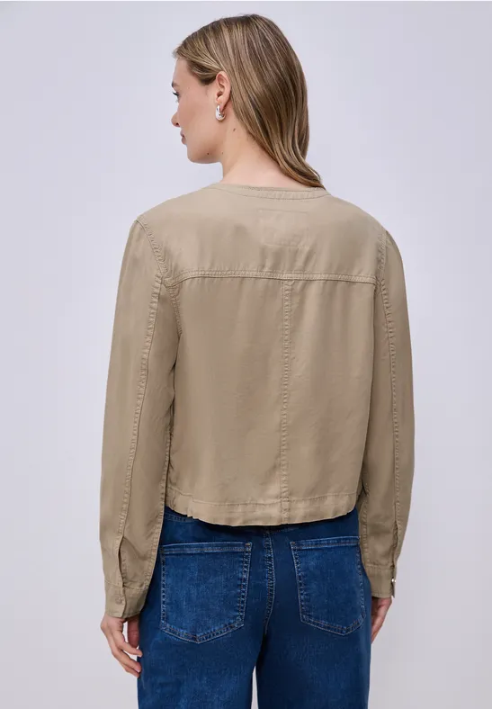 Jacke im Washed-Look mit Tunnelzug safari beige