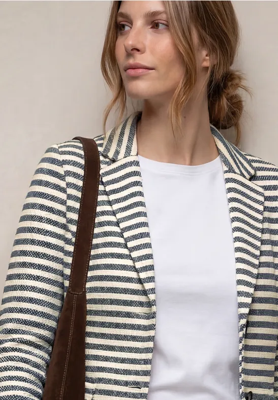 Basic Blazer mit Knöpfen und Streifen shadowed navy
