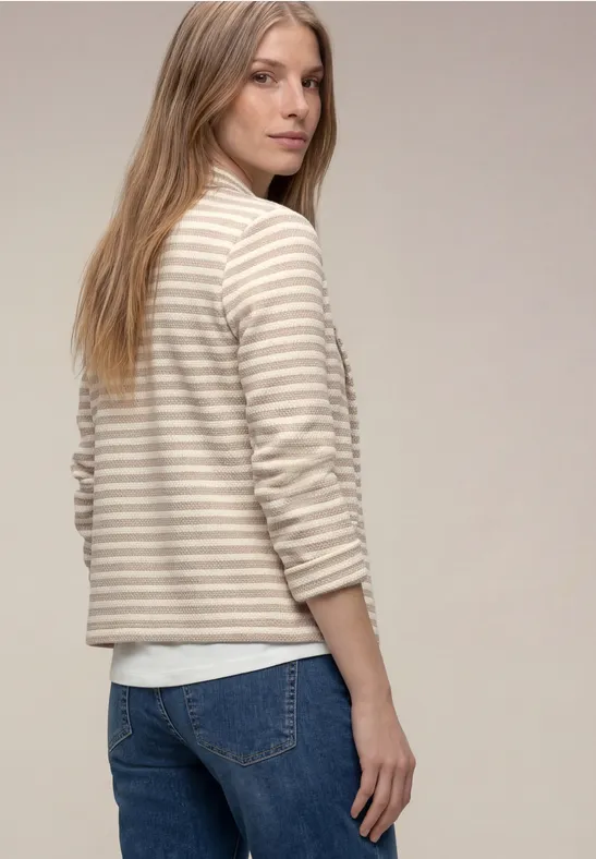 Basic Blazer mit Knöpfen und Streifen clay sand