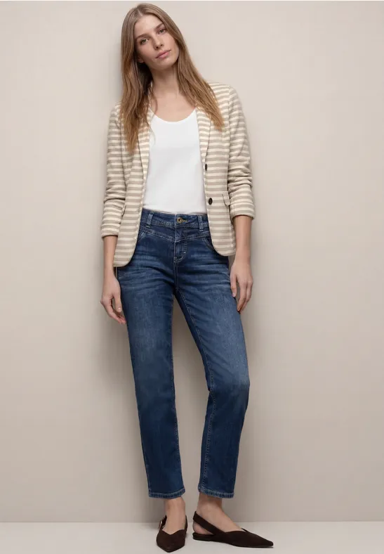 Basic Blazer mit Knöpfen und Streifen clay sand