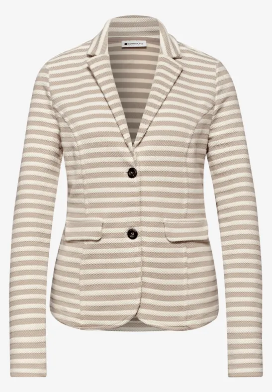 Basic Blazer mit Knöpfen und Streifen clay sand