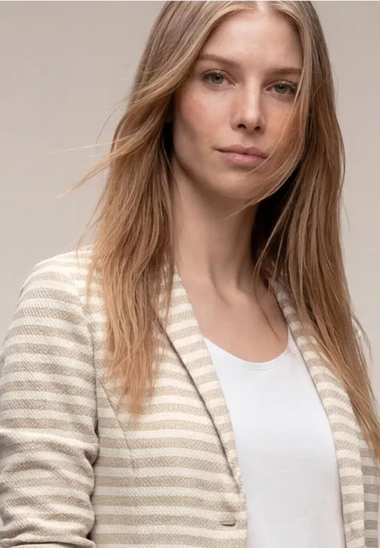 Basic Blazer mit Knöpfen und Streifen clay sand