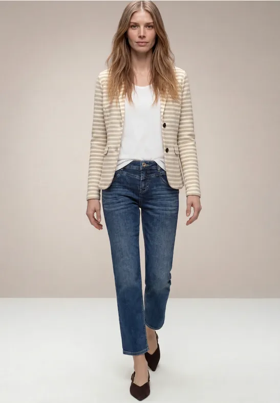 Basic Blazer mit Knöpfen und Streifen clay sand