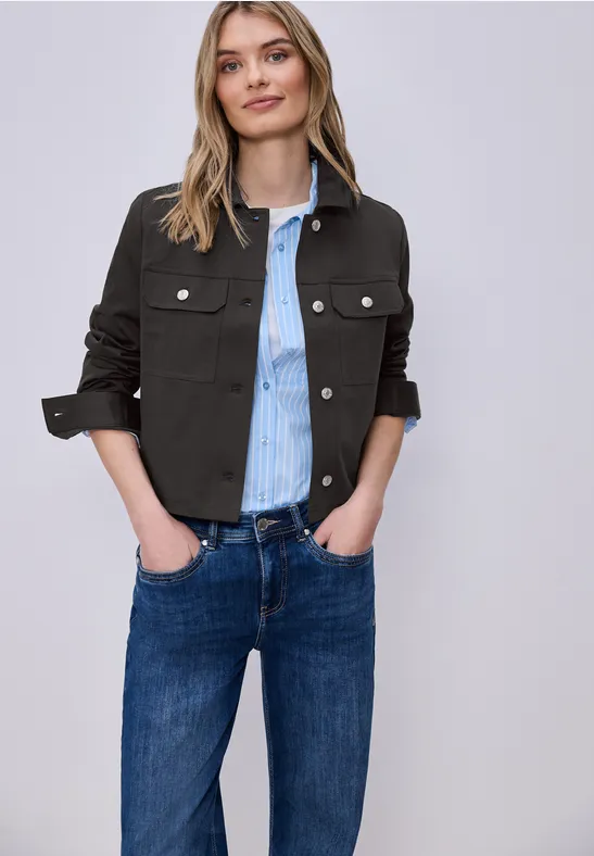 Overshirt im Slik-Look mit Knopfleiste espresso brown