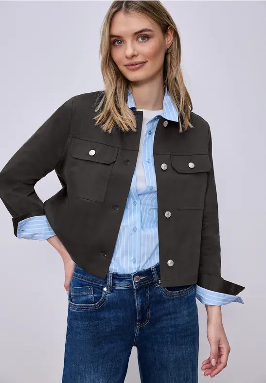 Overshirt im Slik-Look mit Knopfleiste espresso brown