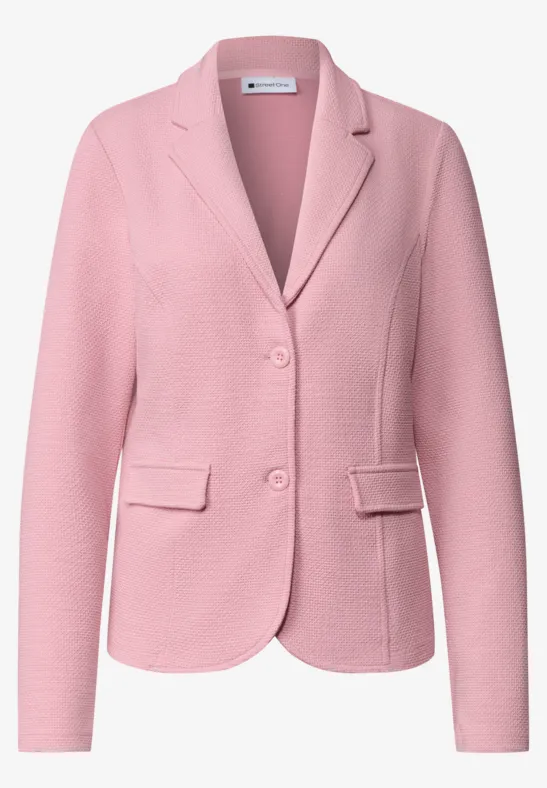 Rosa Blazerjacke mit Reverskragen, Knöpfen und Taschen