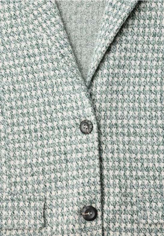 Veste en pied-de-poule vert clair à deux boutons et poches passepoilées