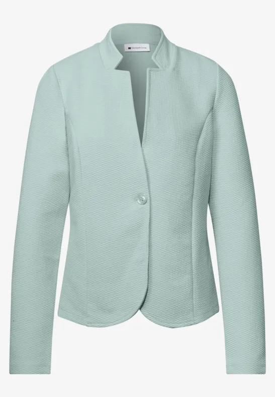 Mintgrüner Damenblazer mit einem Knopf, schmaler Passform und langen Ärmeln.