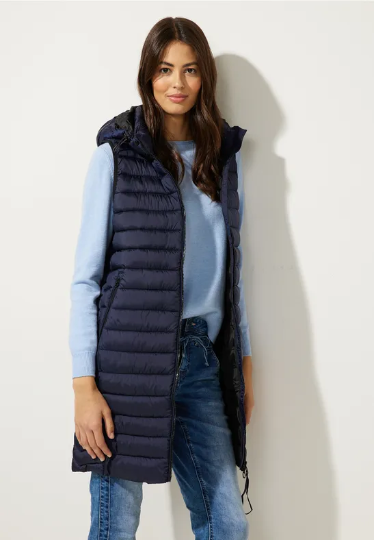 Doudoune Sans Manches Femme Avec Capuche - Longue, Chaude, Léger - Gilet Duvet Hiver - Poches Zippées