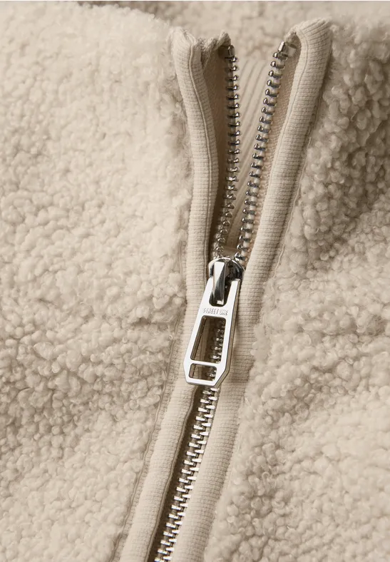 Teddy-Weste mit Strickdetail soft fawn beige