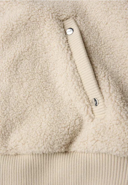 Teddy-Weste mit Strickdetail soft fawn beige