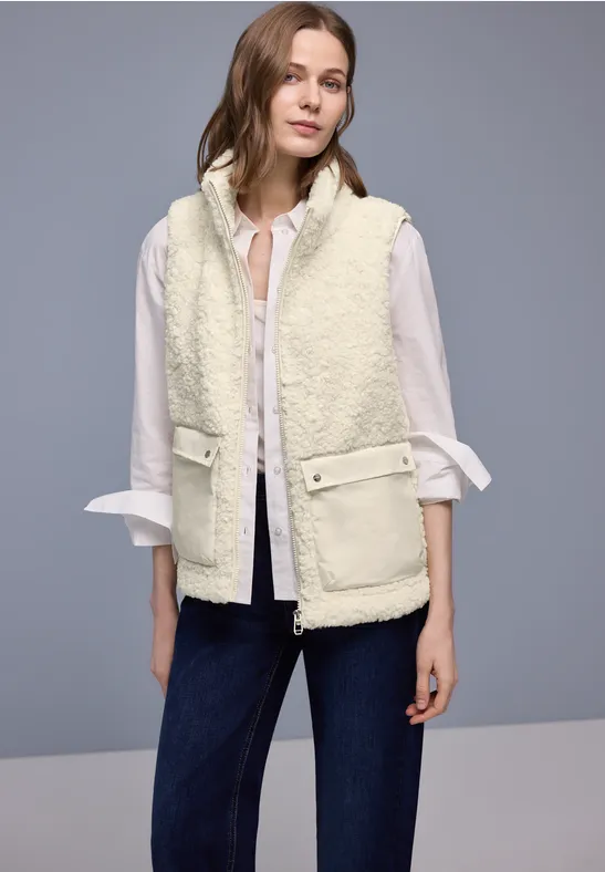 Weste mit Patch Pockets eggshell ecru