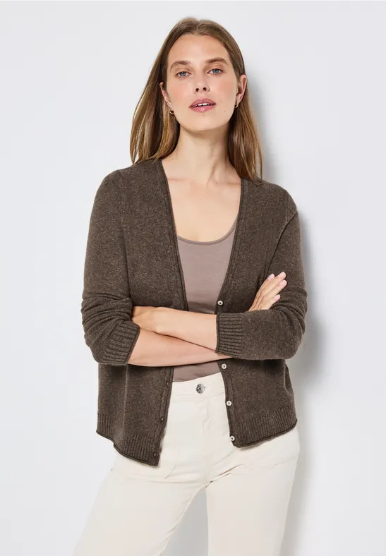 Kurzer Cardigan nomad brown mel.