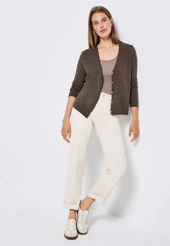 Kurzer Cardigan nomad brown mel.