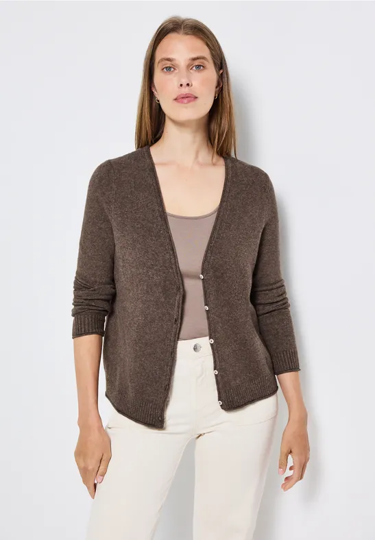 Kurzer Cardigan nomad brown mel.