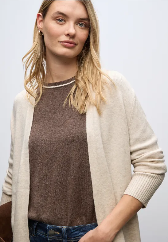 Offener Cardigan tusk cream mel.