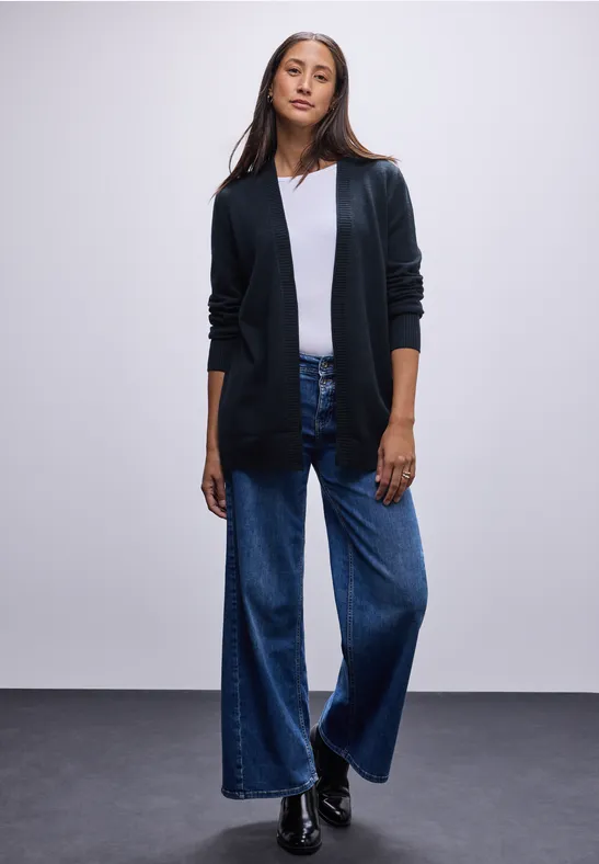 Cardigan mit Rollkante deep blue