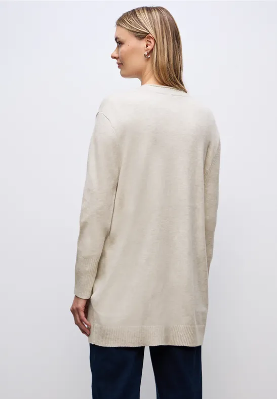 Cardigan mit Rollkante tusk cream mel.