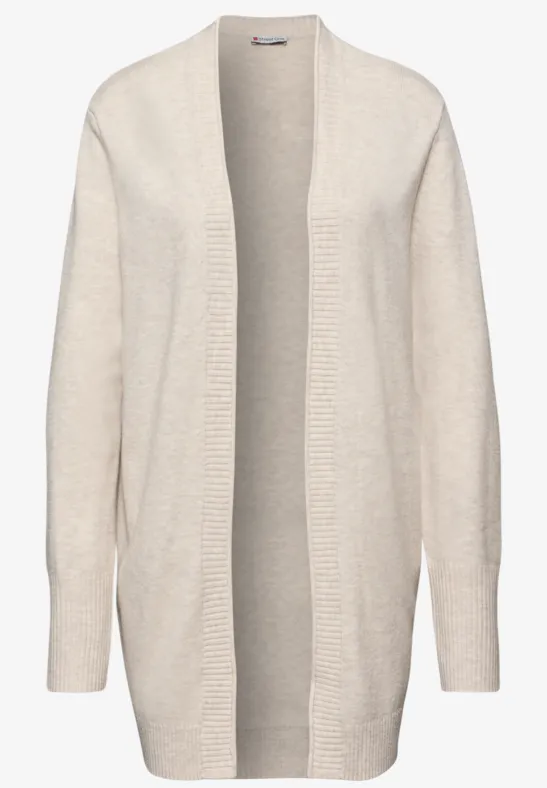Cardigan mit Rollkante tusk cream mel.