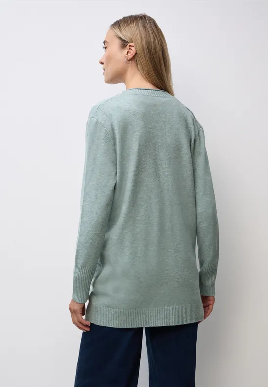 Cardigan mit Rollkante nile blue mel.