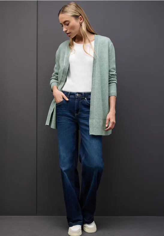 Cardigan mit Rollkante nile blue mel.